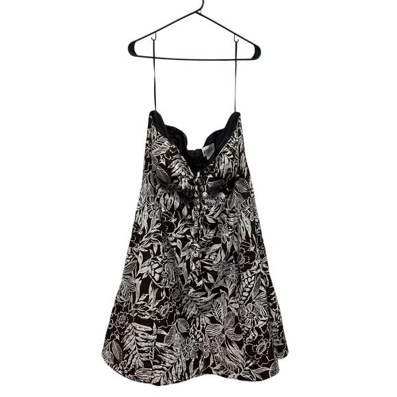 Fall Occasion Floral Strapless Dress Robbie Bee Woman Brown White Size 18W - Picture 1 of 7